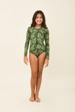 Indlæs billede i galleriet, Model Front: Uv Line Une Pièce Fille Girl Macae Folhagem Verde Upf50+