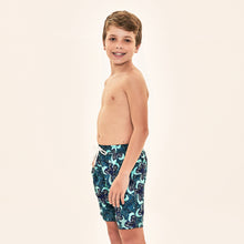 Indlæs billede i galleriet, Image 02: Uv Line Maillot De Bain Garçon Shorts Aqua Hibiscus Kids Upf50+