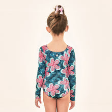 Indlæs billede i galleriet, Model Back: Uv Line Une Pièce Fille Swimsuit Girl Hibiscus Upf50+