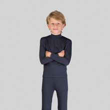 Indlæs billede i galleriet, Model Front: Uv Line T-Shirt Rash Guard Kids High-Neck Black Upf50+