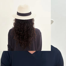 Indlæs billede i galleriet, Model Back: Uv Line Chapeau Panama Chapeu Shanghai Branco/Preto
