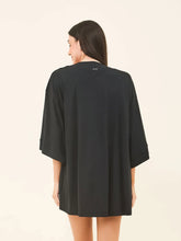 Indlæs billede i galleriet, Model Back: Uv Line Robe De Plage Kimono Color Black Upf50+
