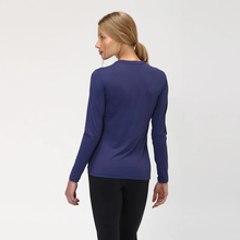 Indlæs billede i galleriet, Model Back: Uv Line T-Shirt Longsleeve Uvpro Fem Navy Blue Upf50+
