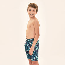 Indlæs billede i galleriet, Image 02: Uv Line Maillot De Bain Garçon Shorts Aqua Hibiscus Kids Upf50+
