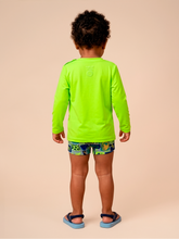 Indlæs billede i galleriet, Model Back: Uv Line T-Shirt Longsleeve Baby Yellow Fluor Upf50+
