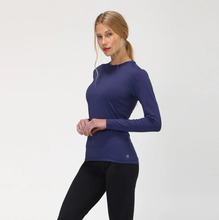 Indlæs billede i galleriet, Image 02: Uv Line T-Shirt Longsleeve Uvpro Fem Navy Blue Upf50+
