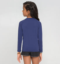 Indlæs billede i galleriet, Model Back: Uv Line T-Shirt Longsleeve Uvpro Kids Navy Blue Upf50+
