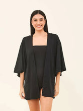 Indlæs billede i galleriet, Gallery: Uv Line Robe De Plage Kimono Color Black Upf50+
