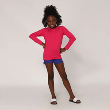 Indlæs billede i galleriet, Model Front: Uv Line T-Shirt Longsleeve Uvpro Kids Pink Upf50+
