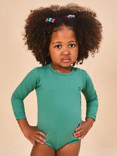 Indlæs billede i galleriet, Model Front: Uv Line Maillot De Bain Bébé Baby Longsleeve Swimsuit Deep Sea Upf50+
