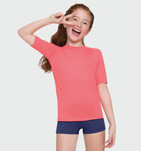 Børne FPU50+ Uvpro kortærmet T-shirt Coral Uv