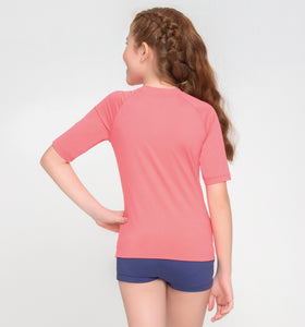 Børne FPU50+ Uvpro kortærmet T-shirt Coral Uv