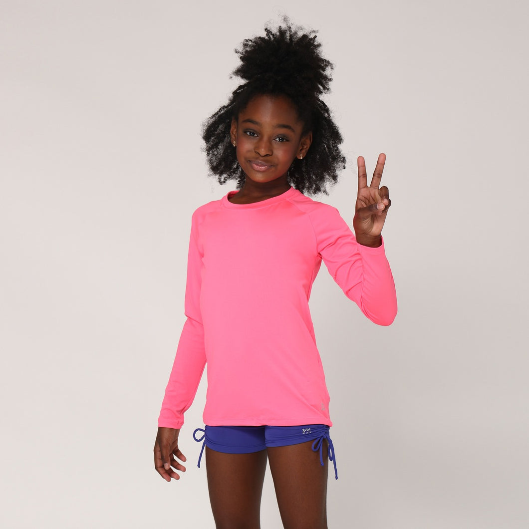 Model Front: Uv Line T-Shirt Camiseta Uvlight Pink Fluor Spf50+