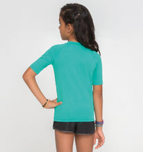 Indlæs billede i galleriet, Model Back: Uv Line T-Shirt Kids Fpu50+ Uvpro Short Sleeve T-Shirt Mint Green Uv

