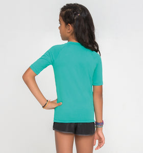 Model Back: Uv Line T-Shirt Kids Fpu50+ Uvpro Short Sleeve T-Shirt Mint Green Uv