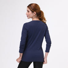 Indlæs billede i galleriet, Model Back: Uv Line Fitness Haut Sport Fit Fem Ml Marinho Upf50+
