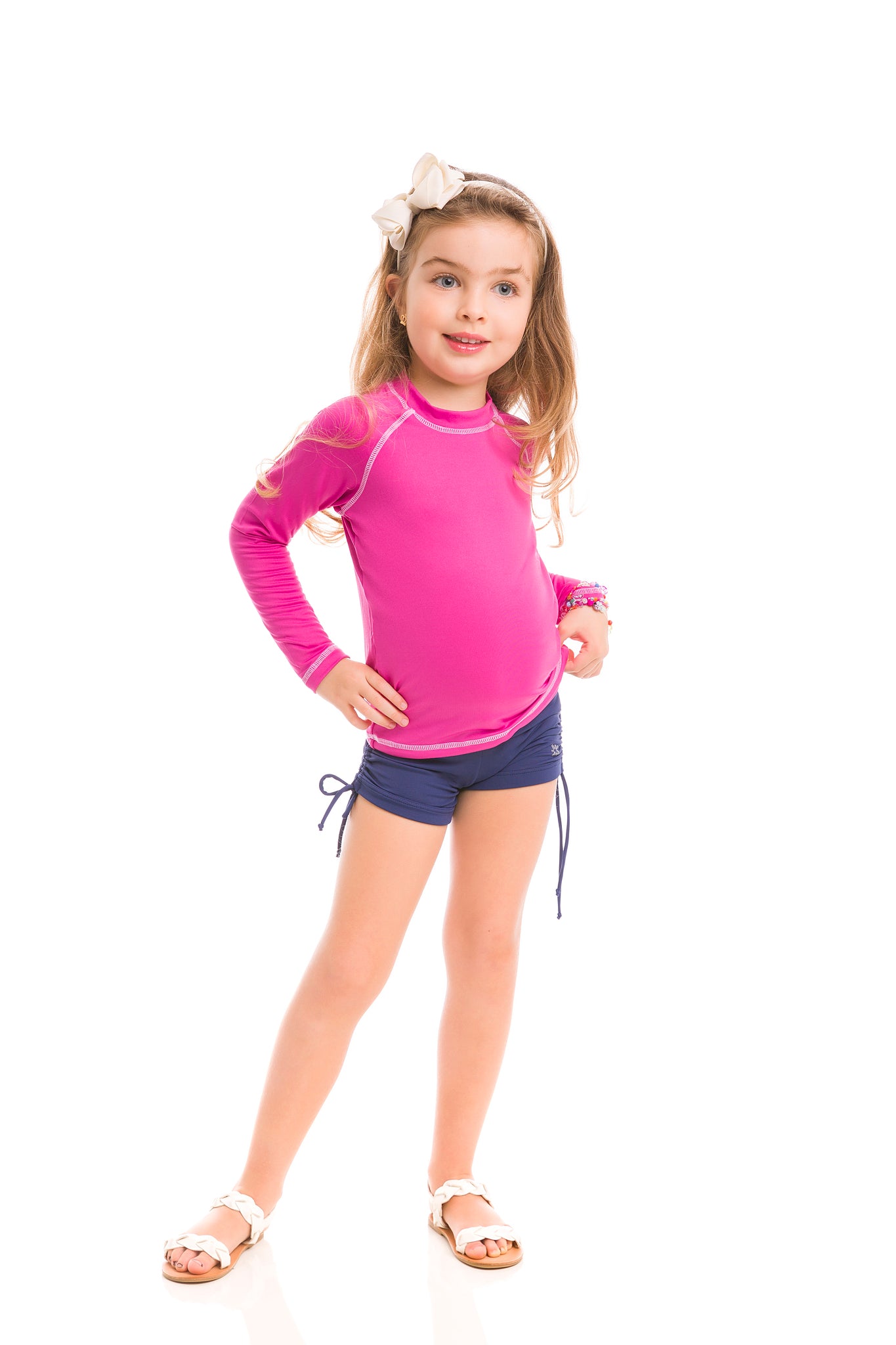 Børne FPU50+ UV farver Langærmet T-shirt Shock Pink Uv